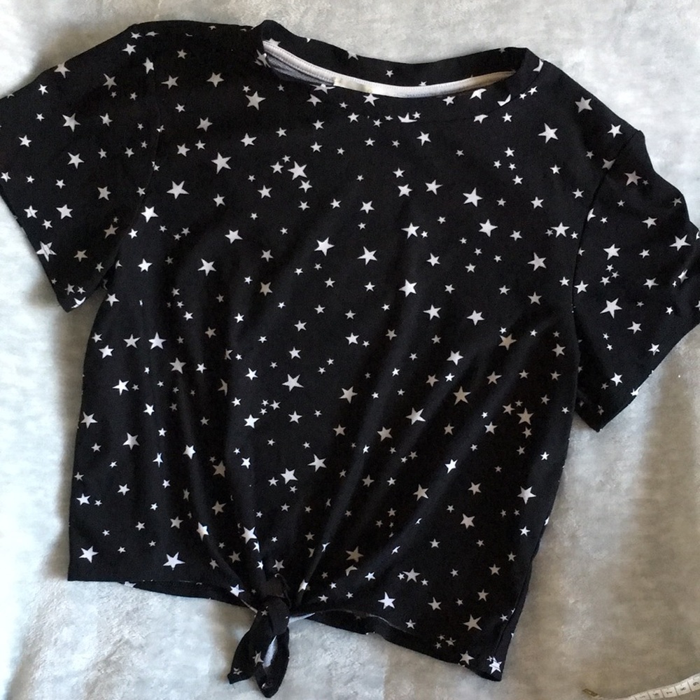Black Starry Night Top, New& Next, Size Large Polyester Spandex Blend Resale